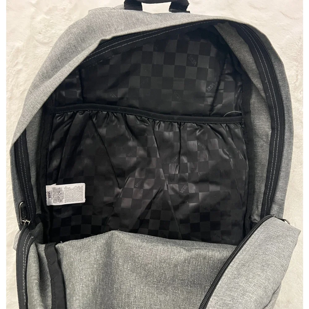 Vans Off The Wall Backpack Gray Checkered Lining Padded Straps School Bag